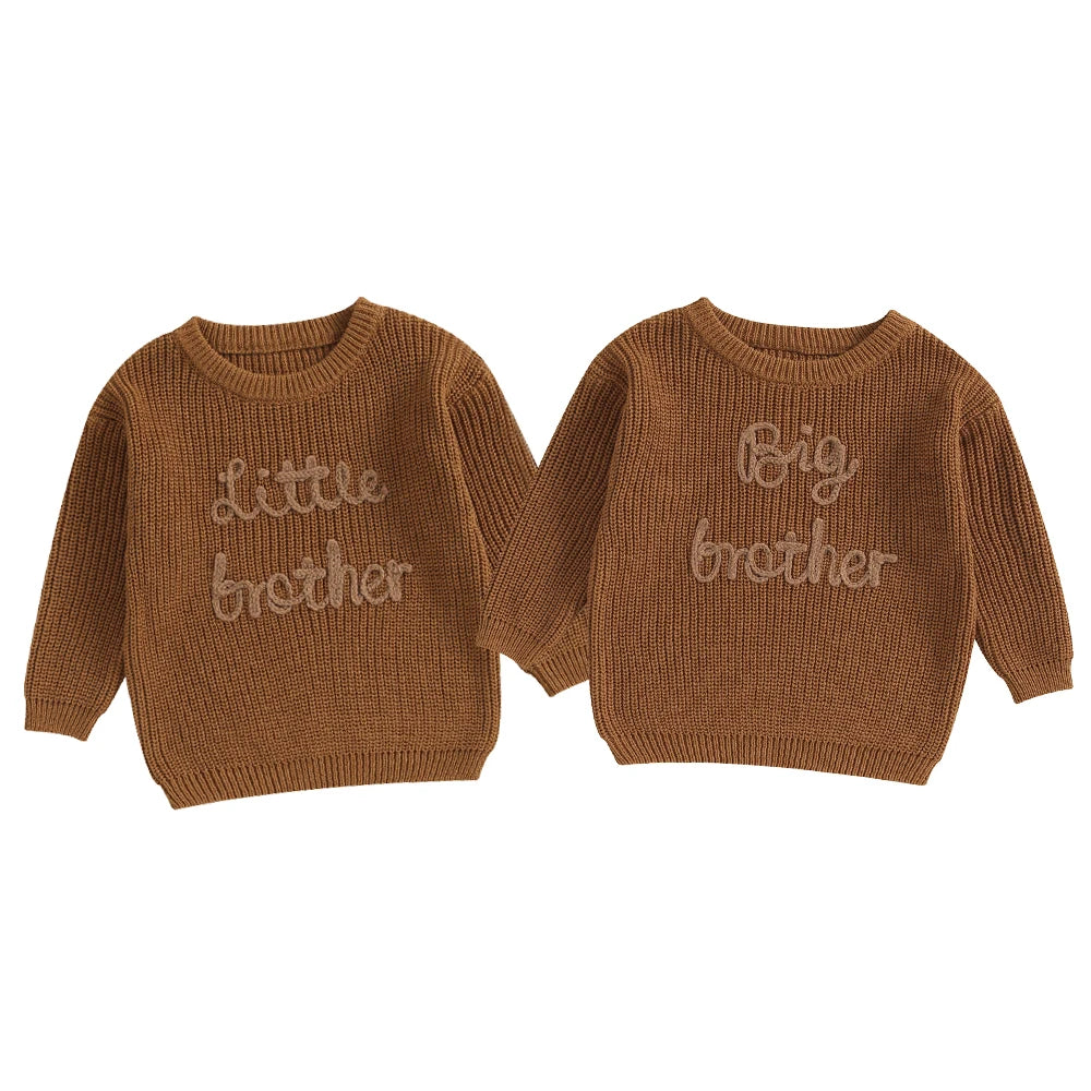 Baby/Toddler Sweaters Cotton Long Sleeve Embroidery big brother little brother
