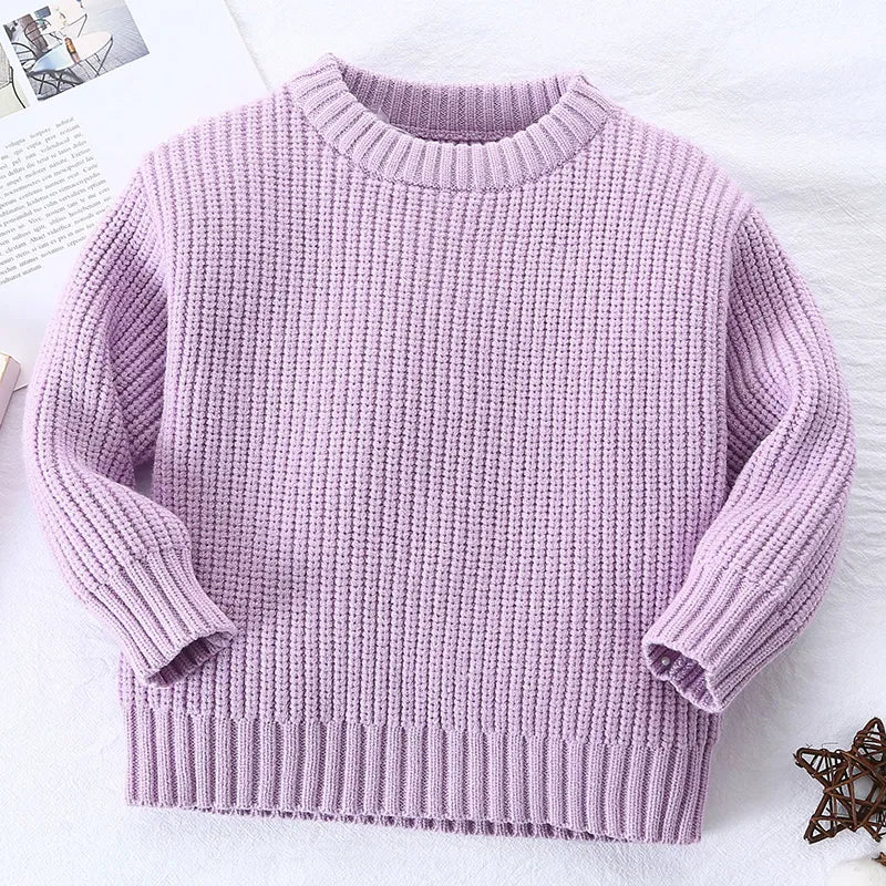 Baby Sweaters Boys Girls Long Sleeve Pure Color Knit