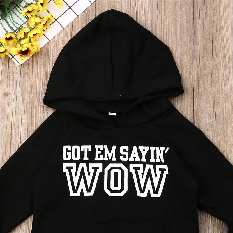 1-6t Boys Clothes Set Black Letter Boys Hooded Boys Hoodies Tops Camouflage