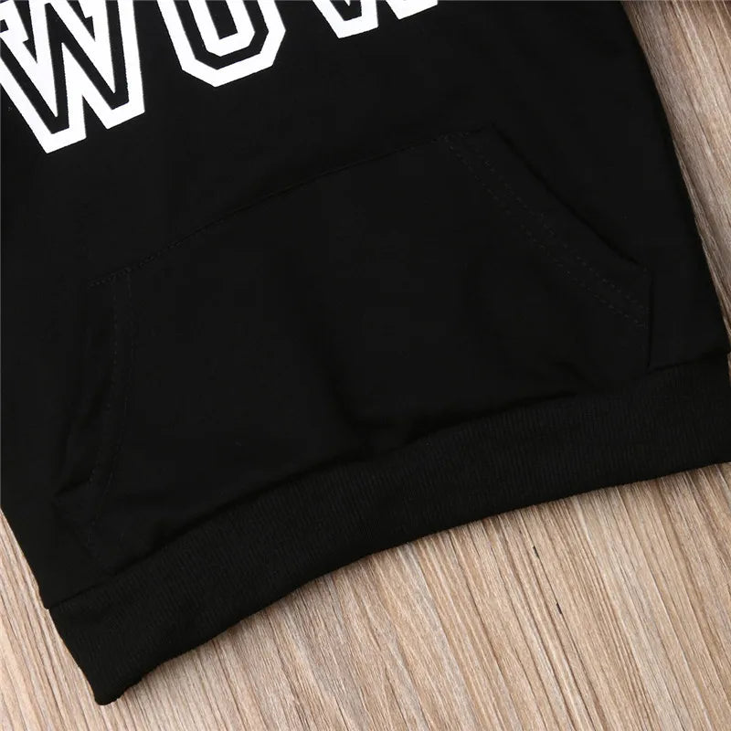 1-6t Boys Clothes Set Black Letter Boys Hooded Boys Hoodies Tops Camouflage