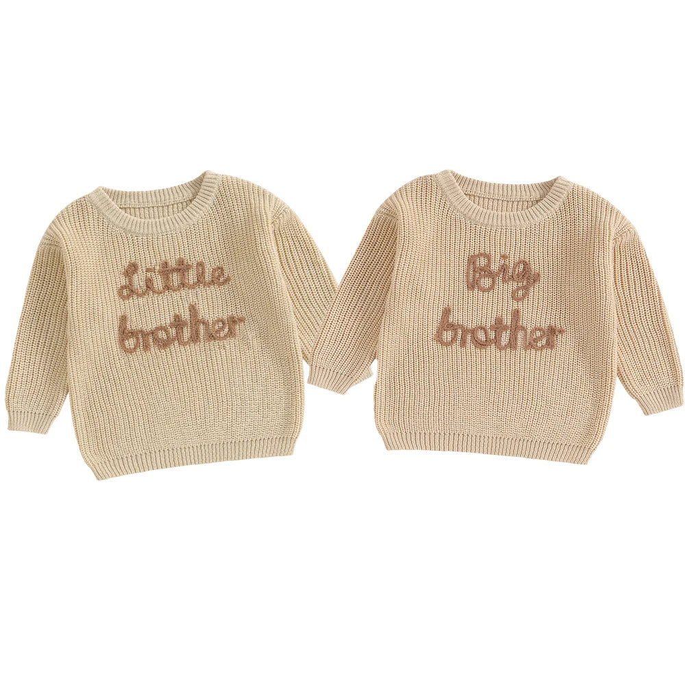 Baby/Toddler Sweaters Cotton Long Sleeve Embroidery big brother little brother