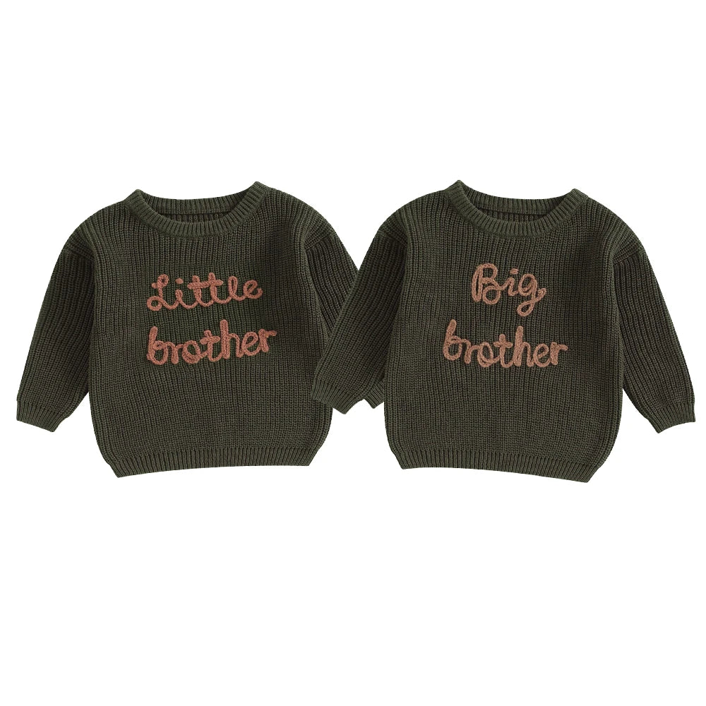Baby/Toddler Sweaters Cotton Long Sleeve Embroidery big brother little brother