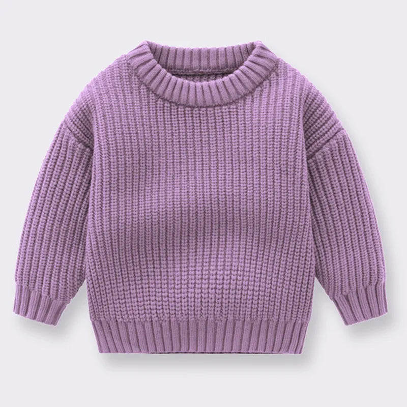 Baby Sweaters Boys Girls Long Sleeve Pure Color Knit