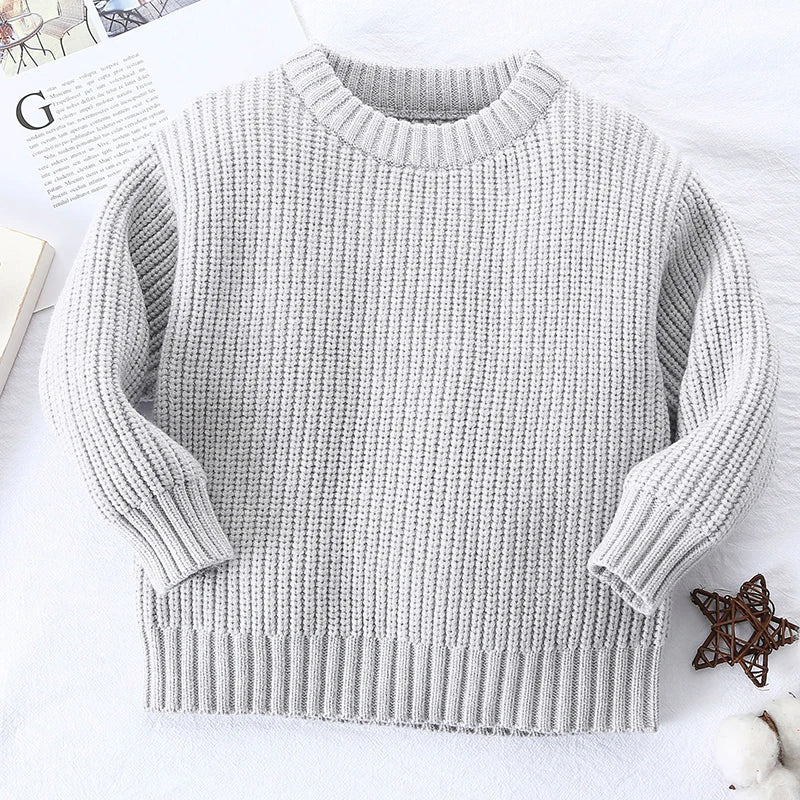Baby Sweaters Boys Girls Long Sleeve Pure Color Knit