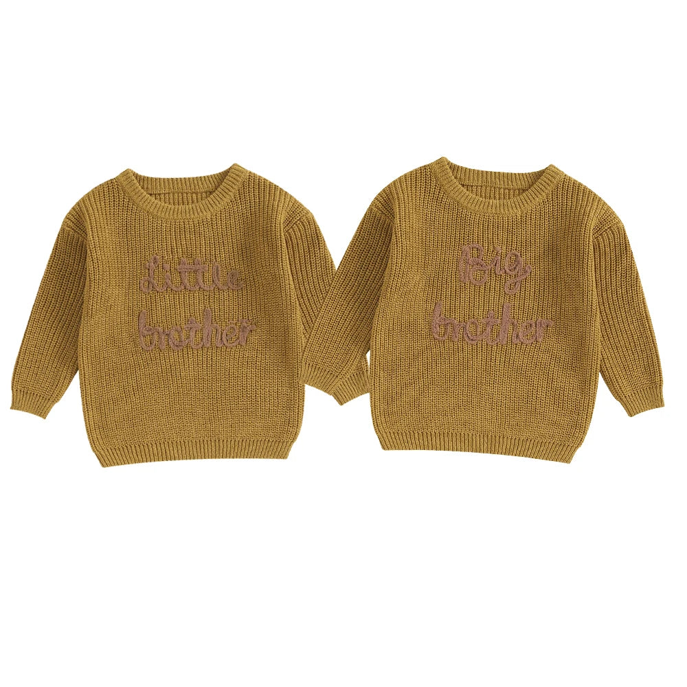 Baby/Toddler Sweaters Cotton Long Sleeve Embroidery big brother little brother