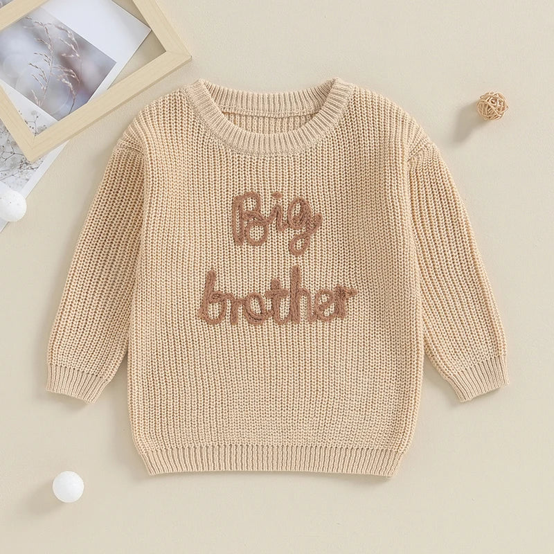Baby/Toddler Sweaters Cotton Long Sleeve Embroidery big brother little brother