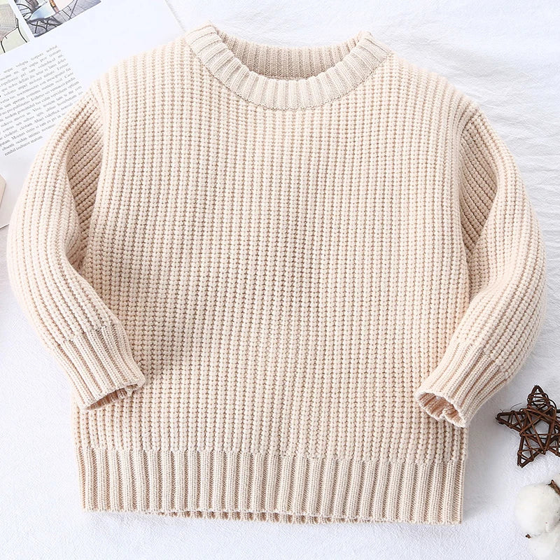 Baby Sweaters Boys Girls Long Sleeve Pure Color Knit